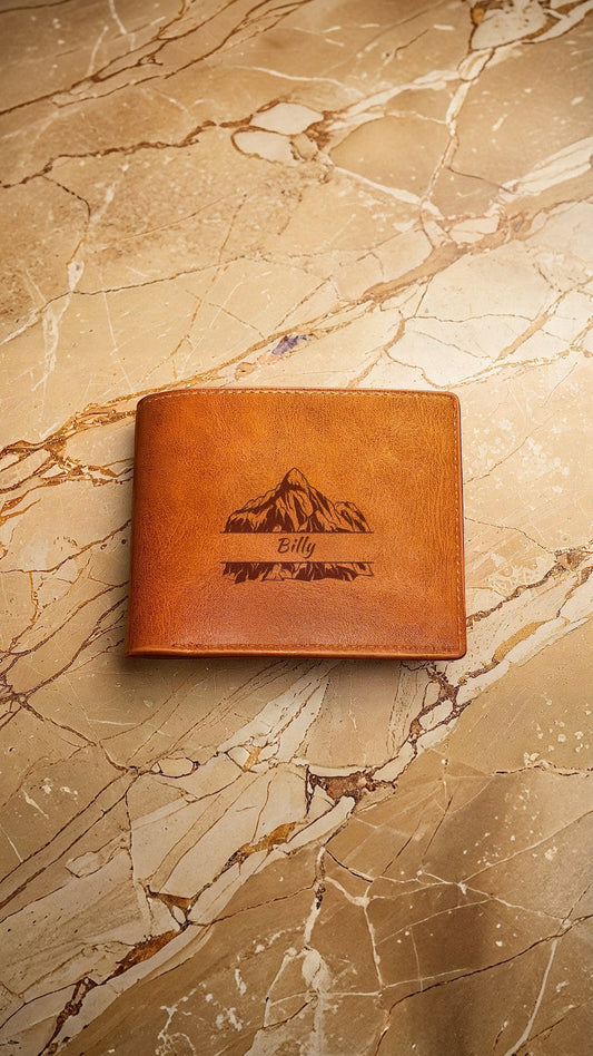 Personalised Mountain Name Wallet in Tan